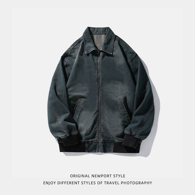 Retro Worn Looking Washed-out Denim Jacket For Men MuddyStock