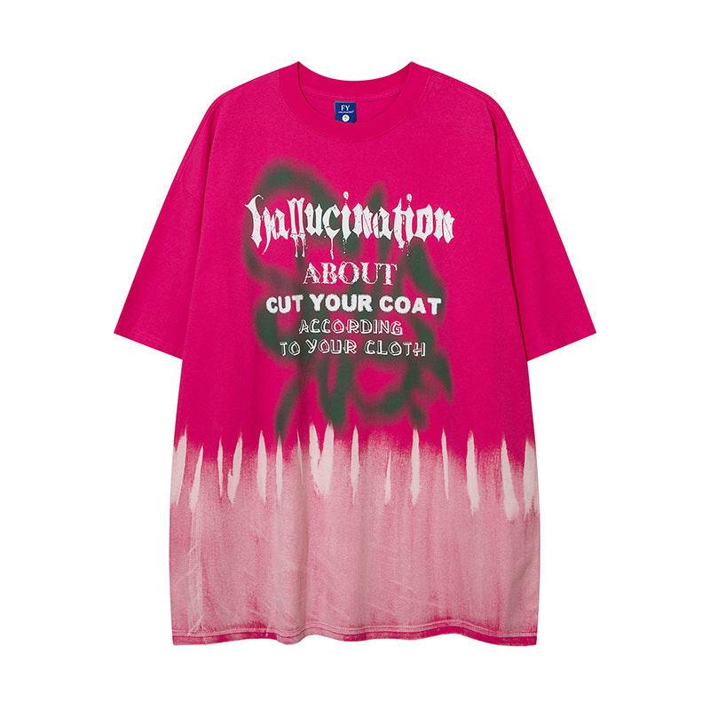Abstract Pattern Gradient Loose Women's Top Rose Red MuddyStock