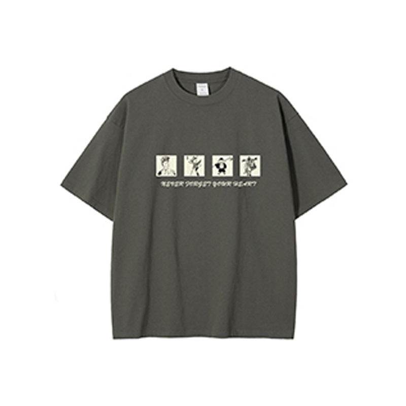 Fashion Summer Cotton Short Sleeve T-shirt Men Gray Green MuddyStock