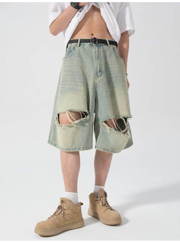 Ripped Denim Shorts For Men MuddyStock
