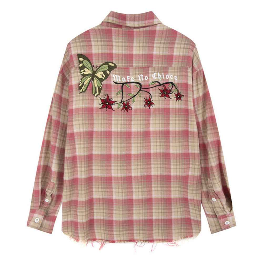 American Retro Plaid Shirt For Women Red MuddyStock