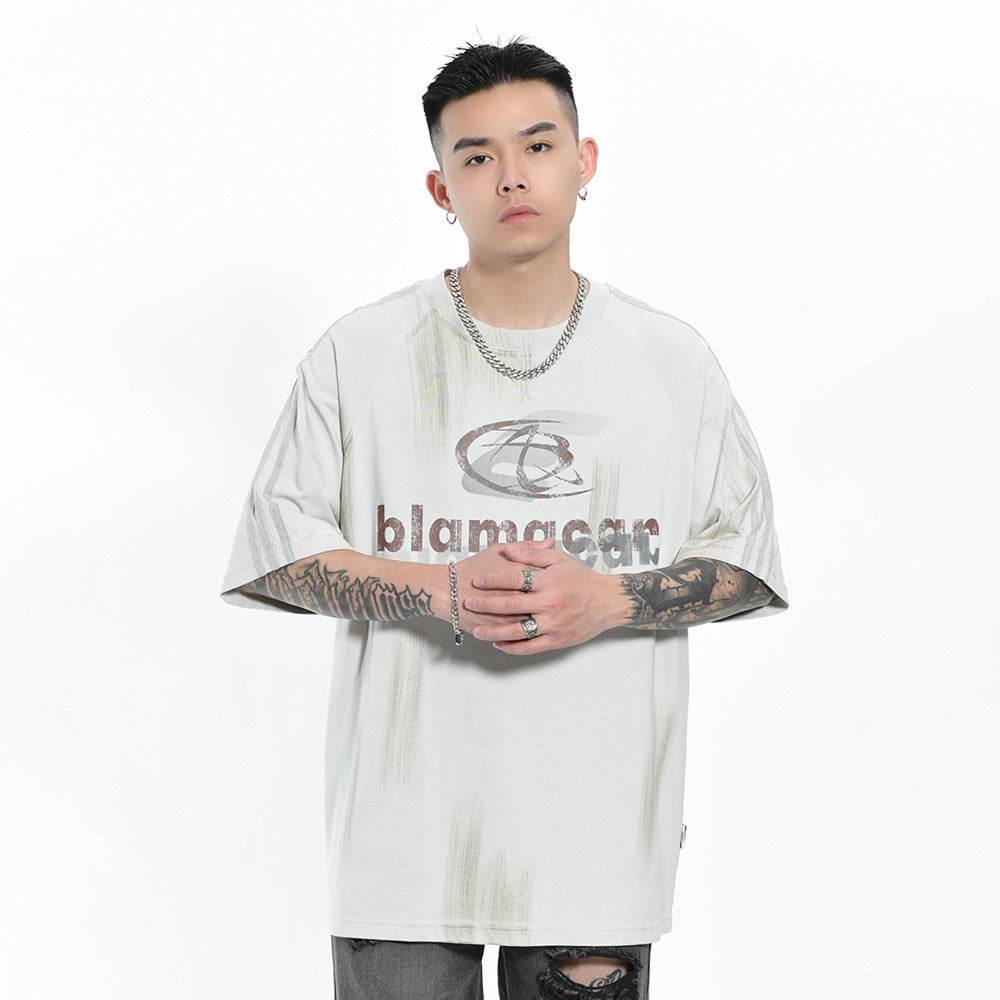Fashion Letter Loose Short Sleeve T-shirt For Men MuddyStock