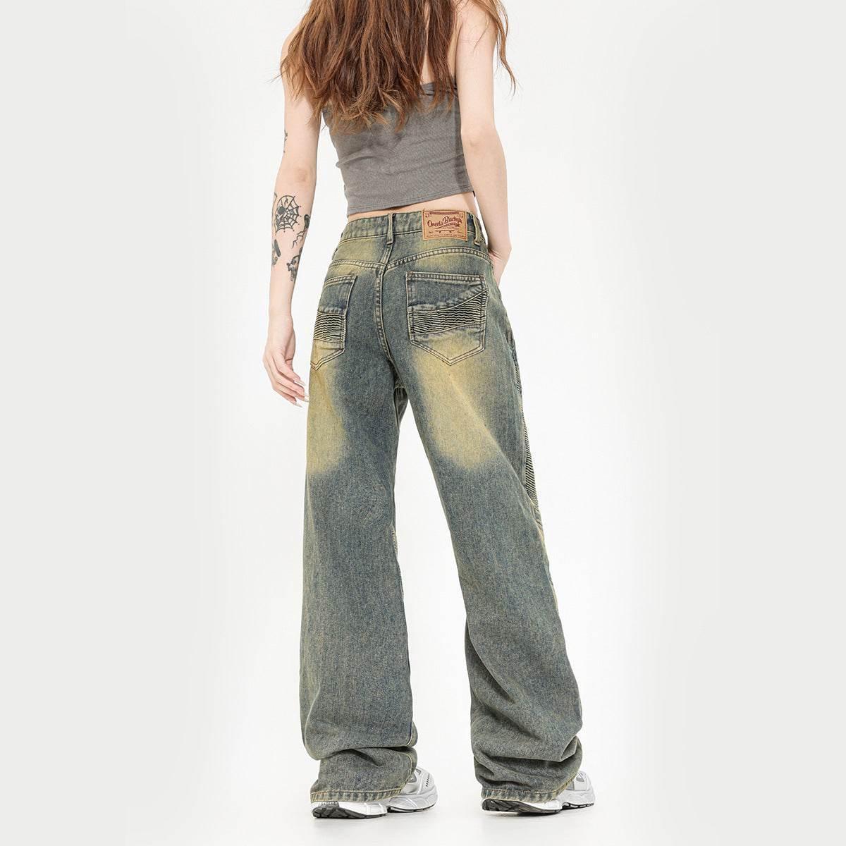 Straight Jeans Washed Yellow Mud Jeans For Women