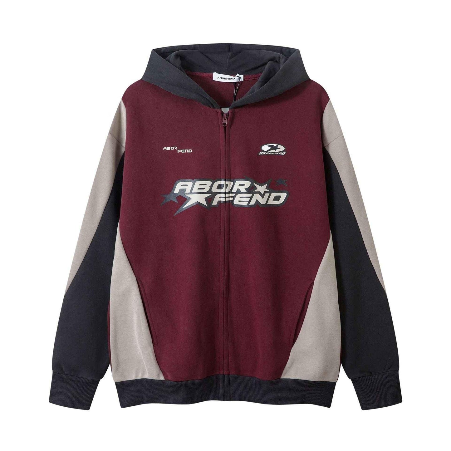 Retro Patchwork Letters Printed Hoodie For Men And Women Purplish Red