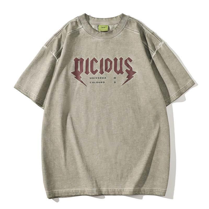 Fashion Washed Old Short-sleeved T-shirt For Men And Women Dirty Green