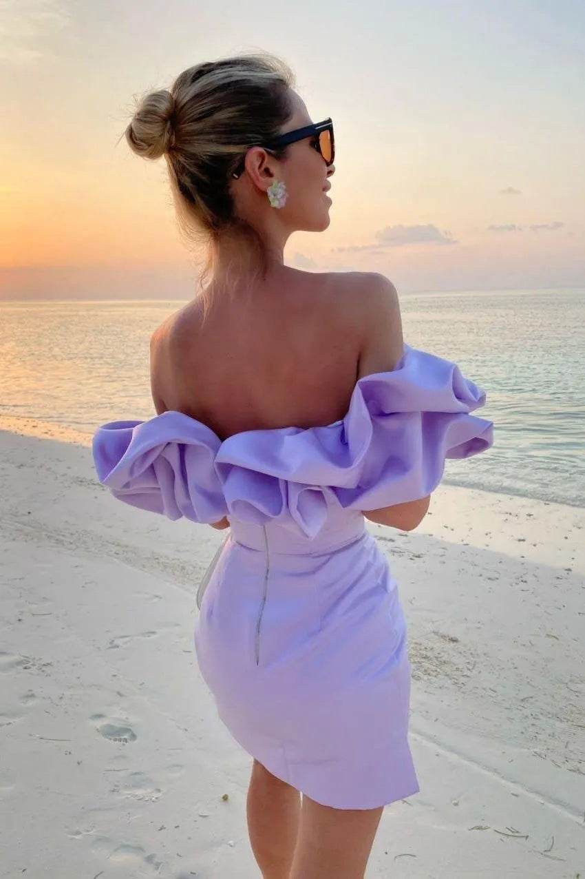 Women's Shoulder High-end Temperament Formal Dress Violet MuddyStock