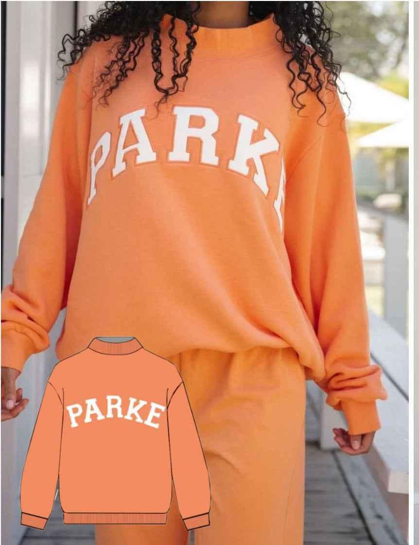Round Neck Letter Print Sweatshirt For Women | MuddyStock Originals Orange - White Text