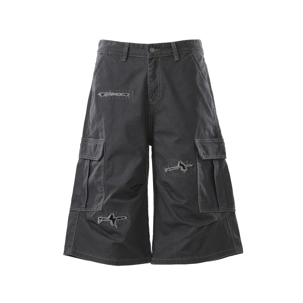 Punch patch workwear shorts Dark Gray