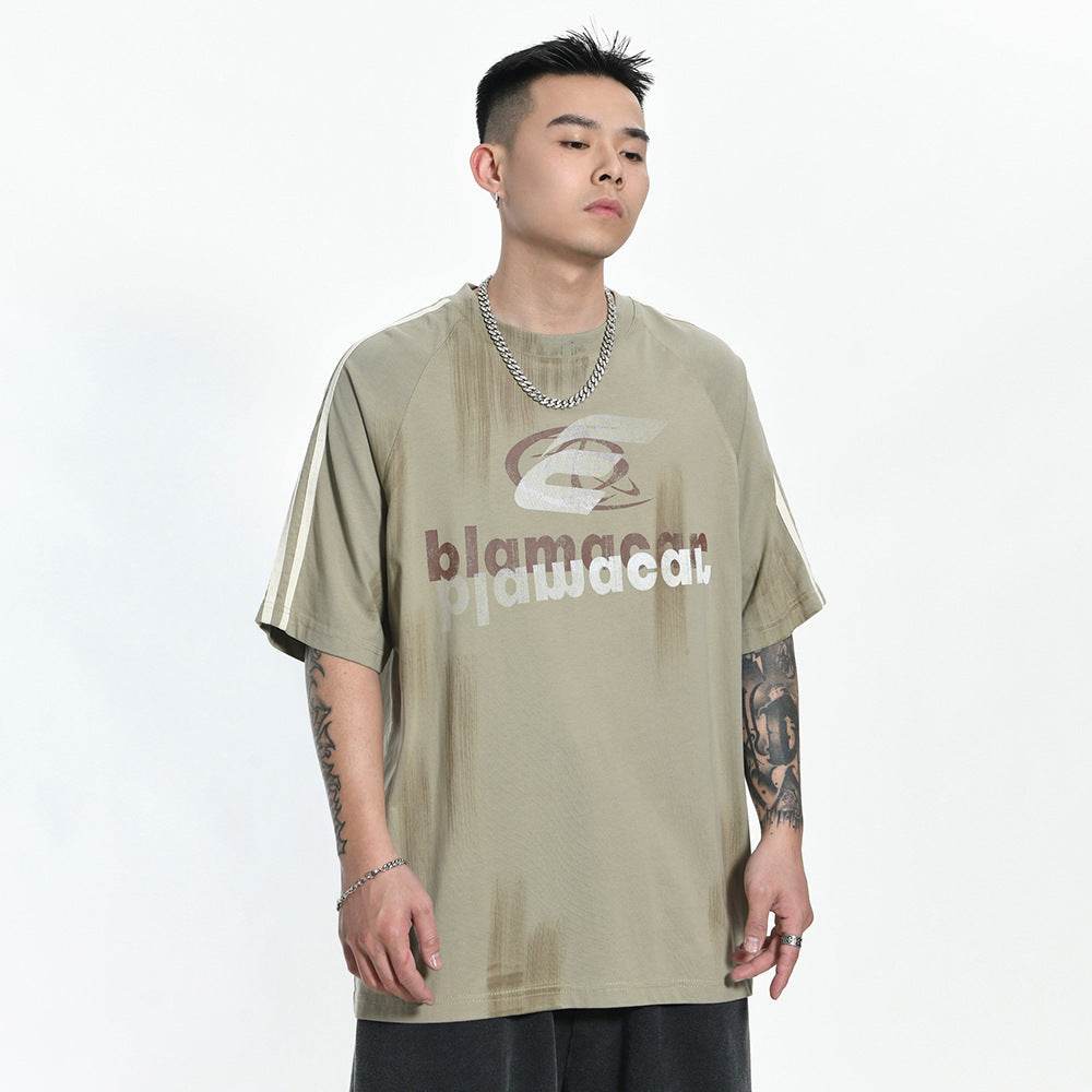 Fashion Letter Loose Short Sleeve T-shirt For Men MuddyStock