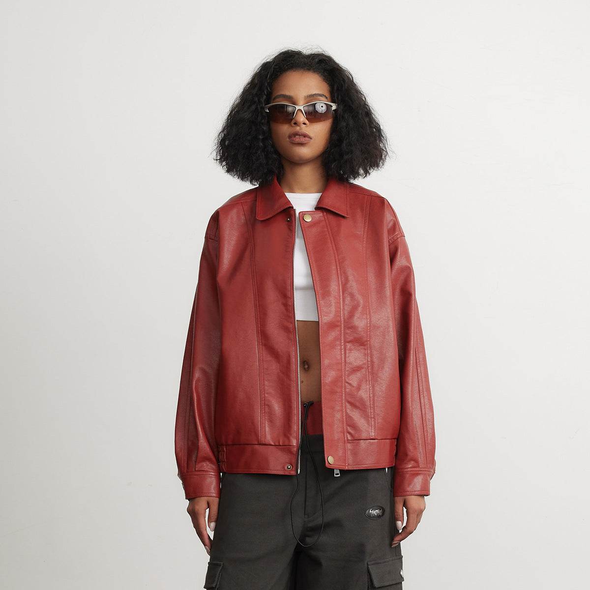 Leather Jacket Women Cropped Leather Coat MuddyStock