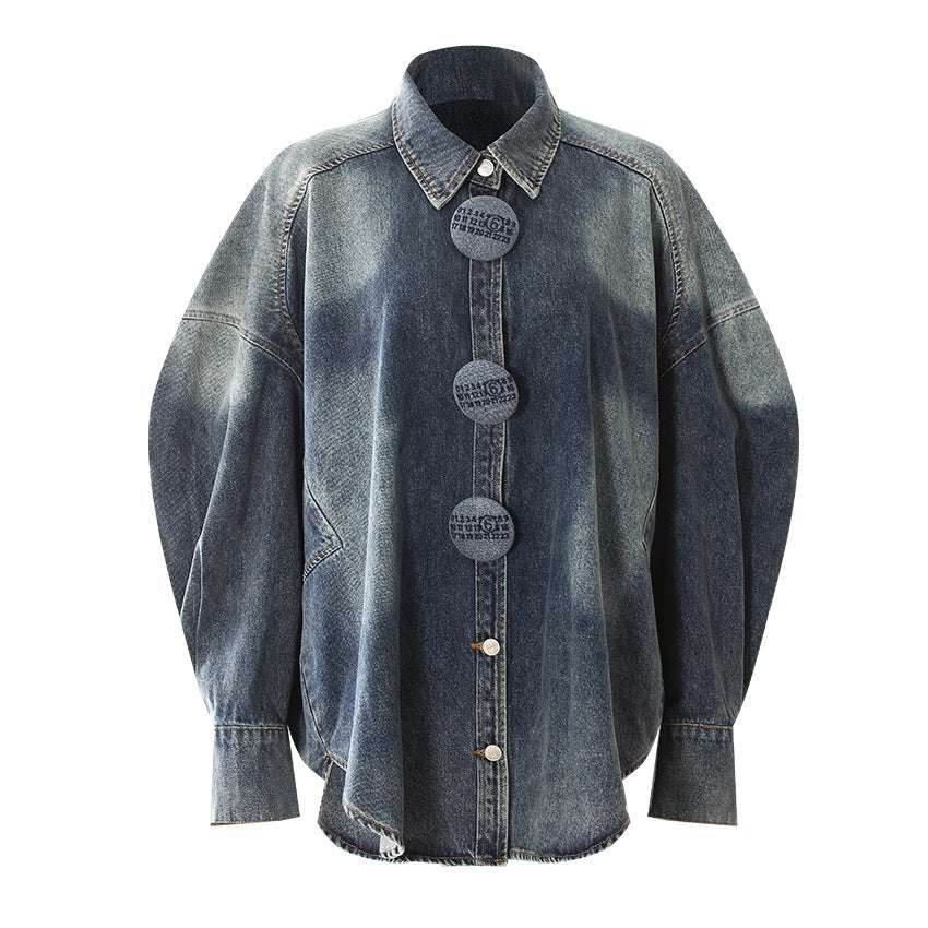 Designer's Large Denim Drop Shoulders Women Shirt | MuddyStock Originals Denim Blue MuddyStock