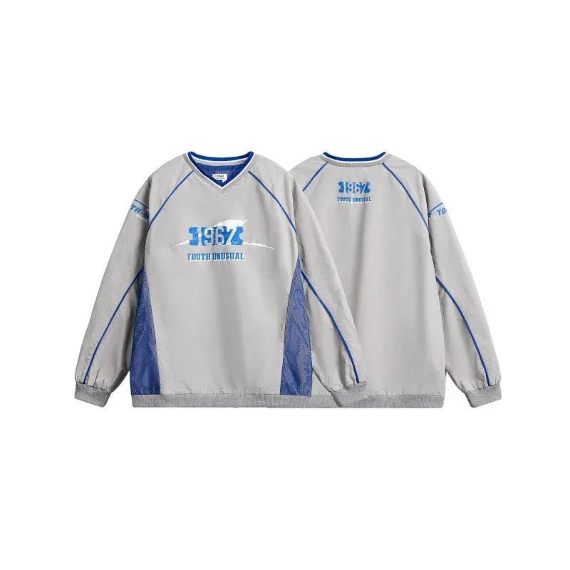 Spliced Quick-Dry V-Neck Loose Sports Leisure Crewneck Sweatshirt For Men | MuddyStock Originals