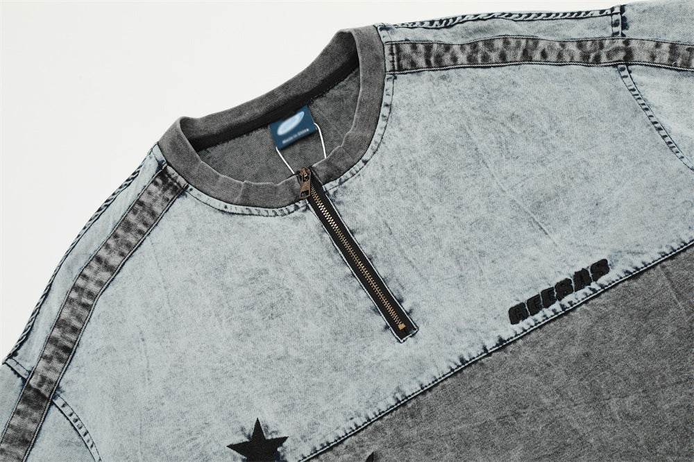 Washed Denim Short-sleeved Shirt For Men MuddyStock