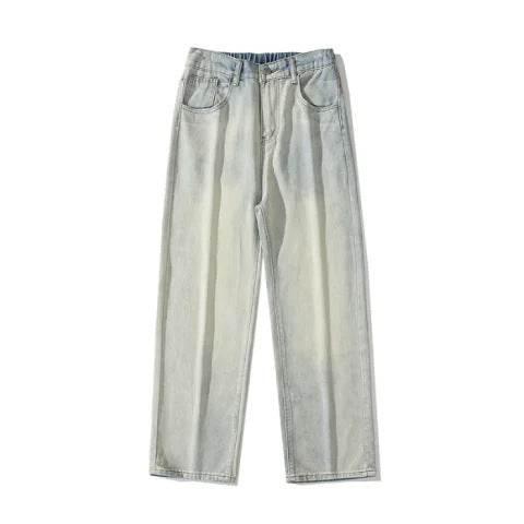 American Washed Distressed Yellow Mud Dyed Jeans For Men Yellow Mud Colors