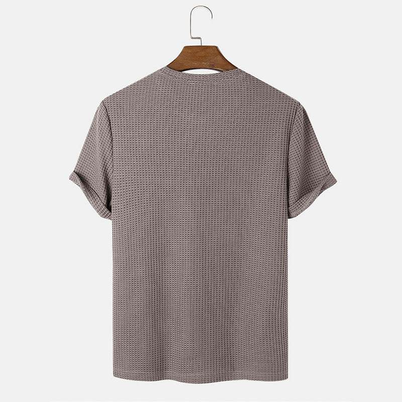 Men Summer Solid Color Round Neck Basic T-Shirts MuddyStock