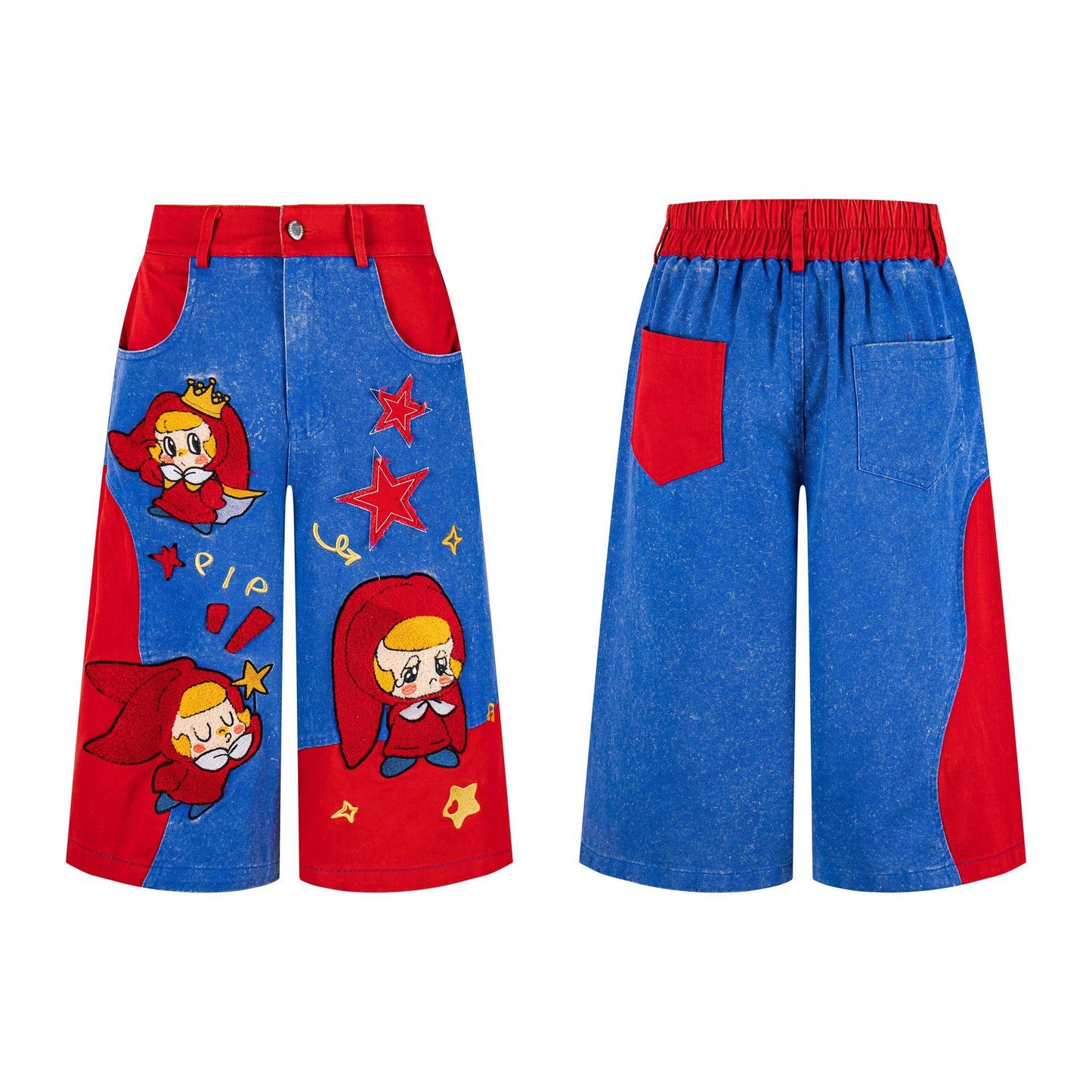 Cartoon Design Wide Leg Cropped Pants | MuddyStock Originals