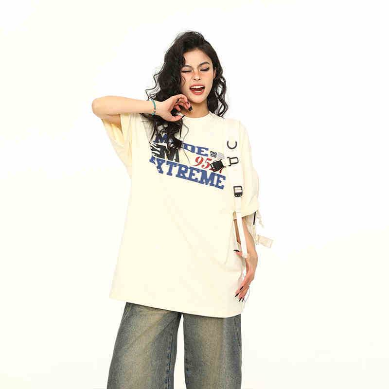 Retro Short-sleeved T-shirt For Women Apricot MuddyStock