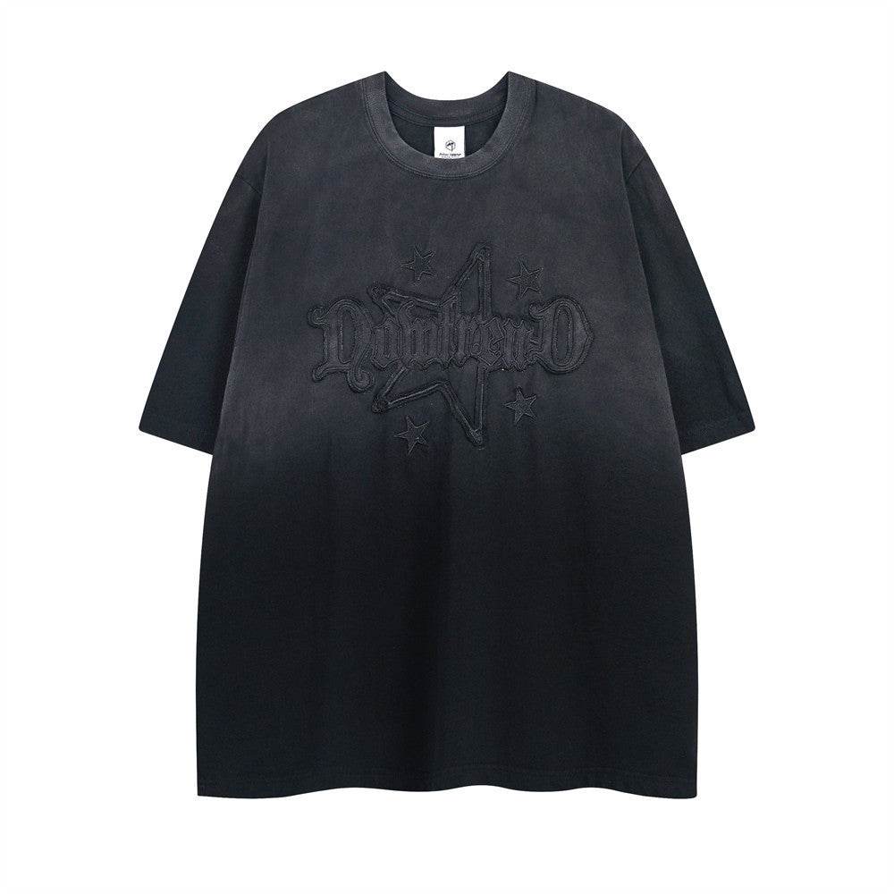 Tie-dyed Old Short-sleeved T-shirt For Men Black MuddyStock