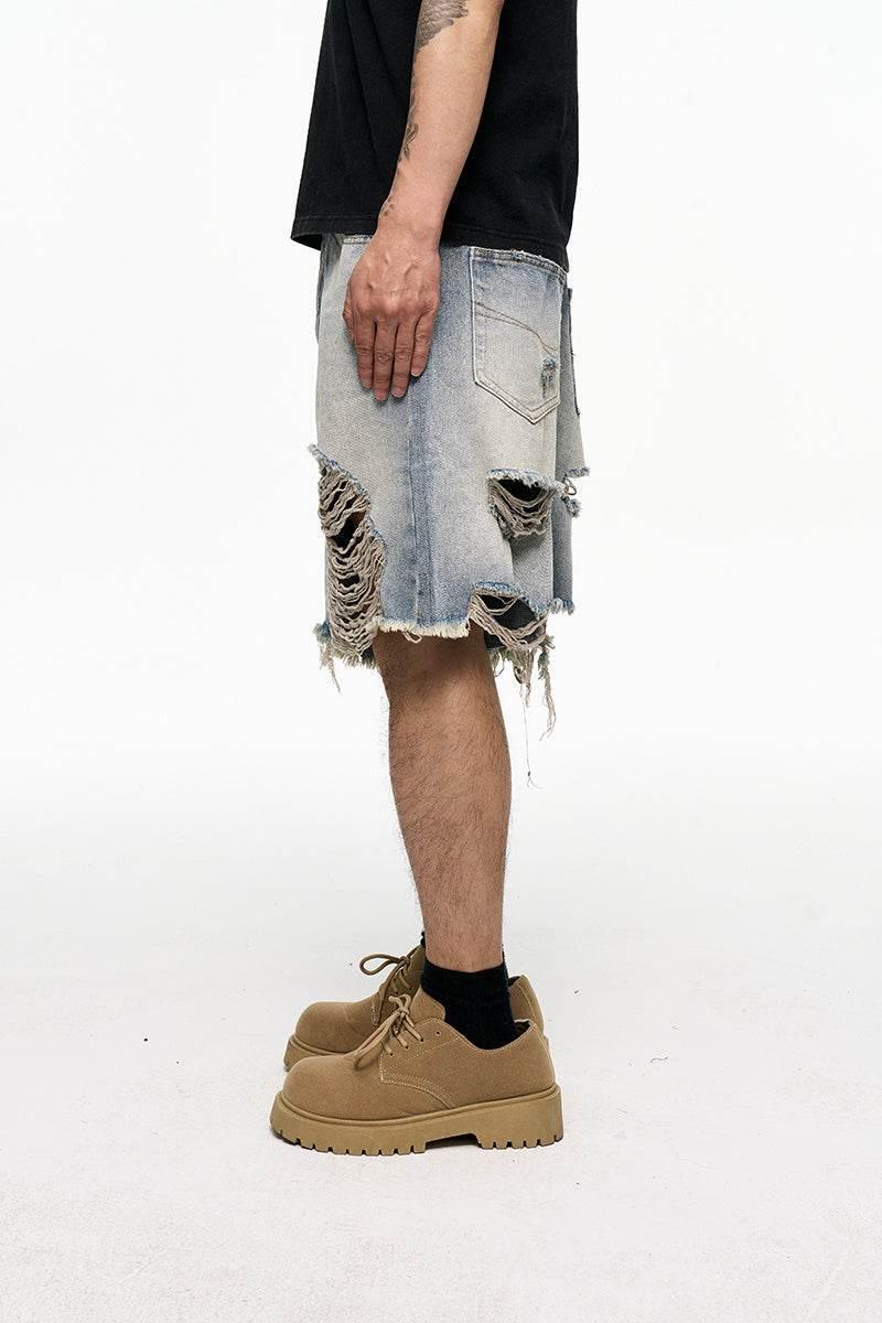 Retro Washed Old Men's Baggy Denim Shorts