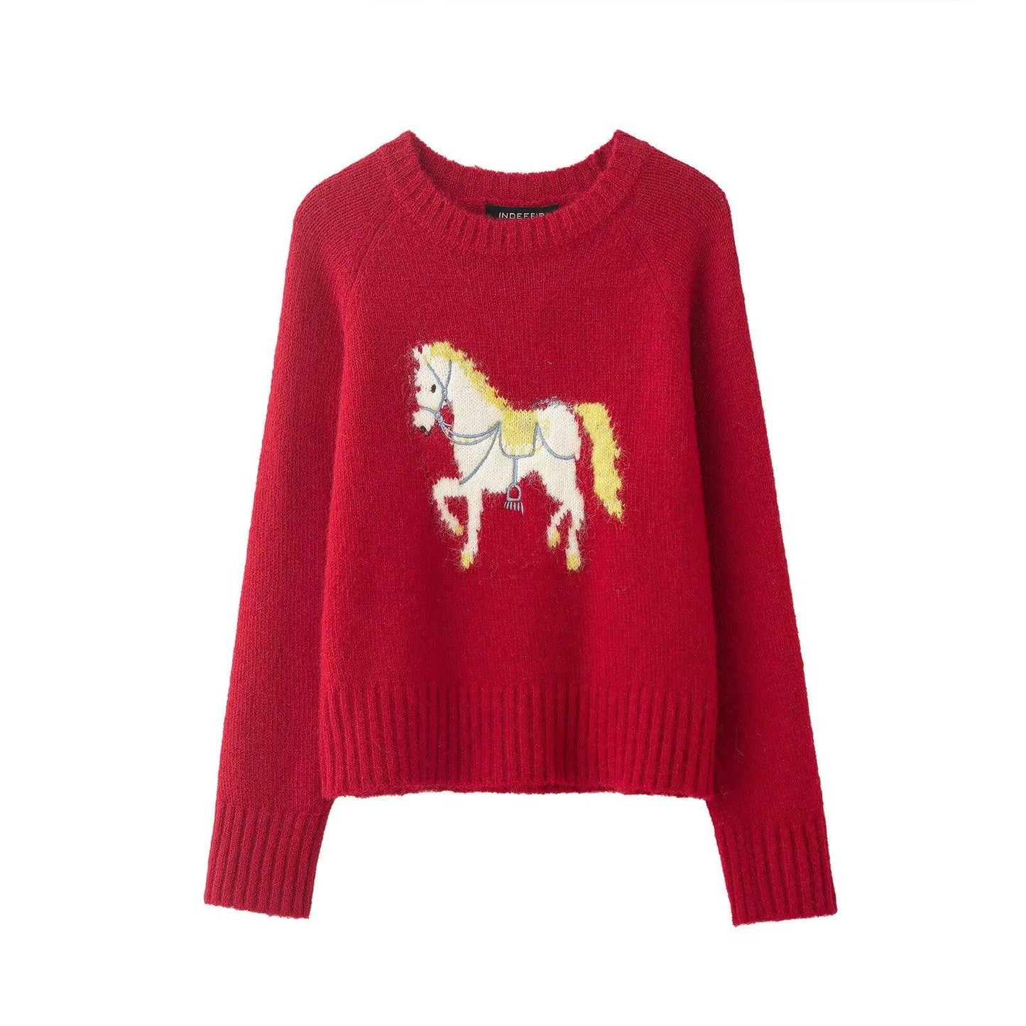 Jacquard Knit Sweater for Women | MuddyStock Originals Red