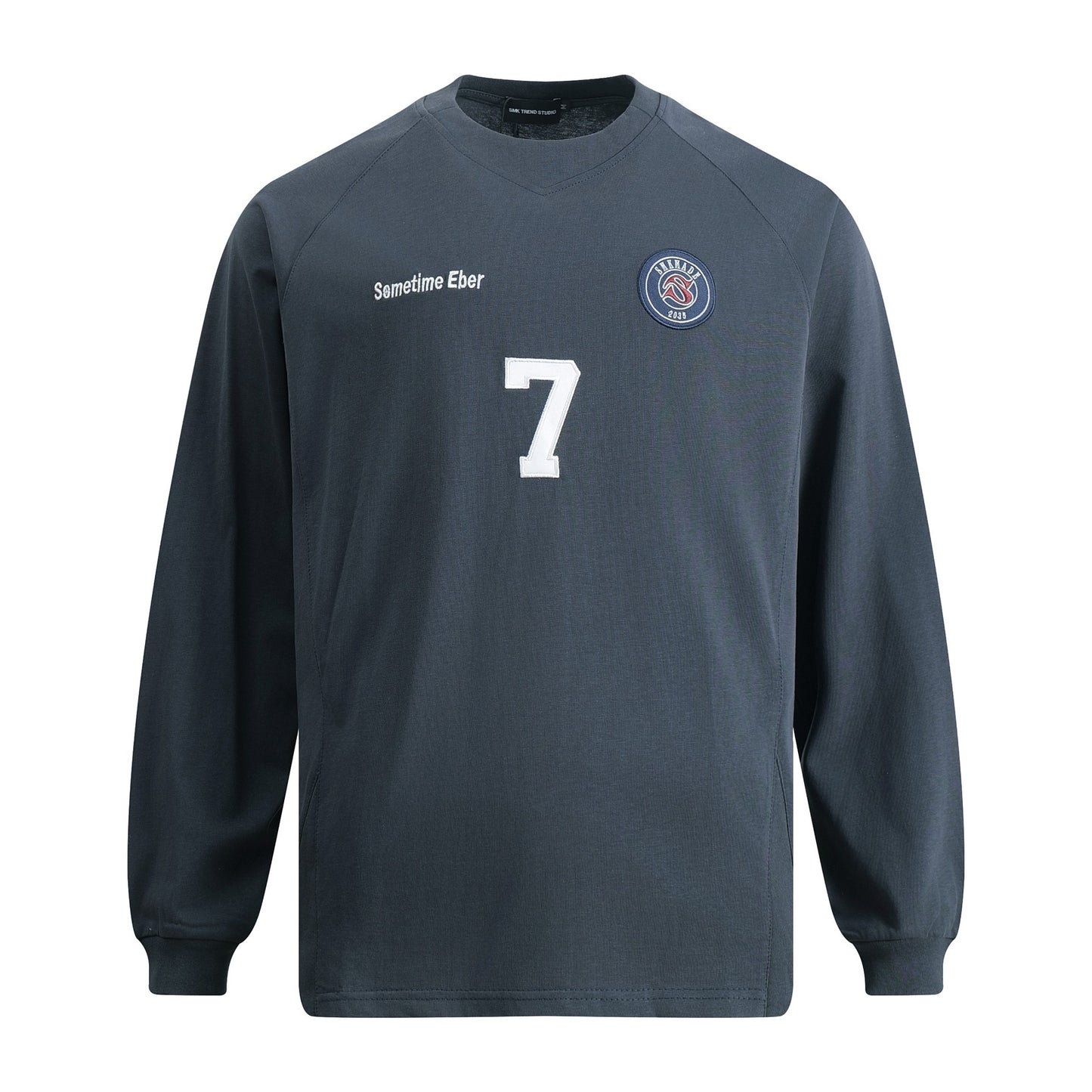 High-Street Simple Long Sleeve T-Shirt For Men Navy Blue eprolo