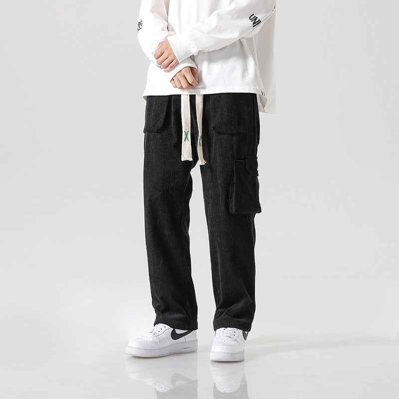 Men's Loose All-matching Corduroy Multi-pocket Straight Cargo Pants MuddyStock