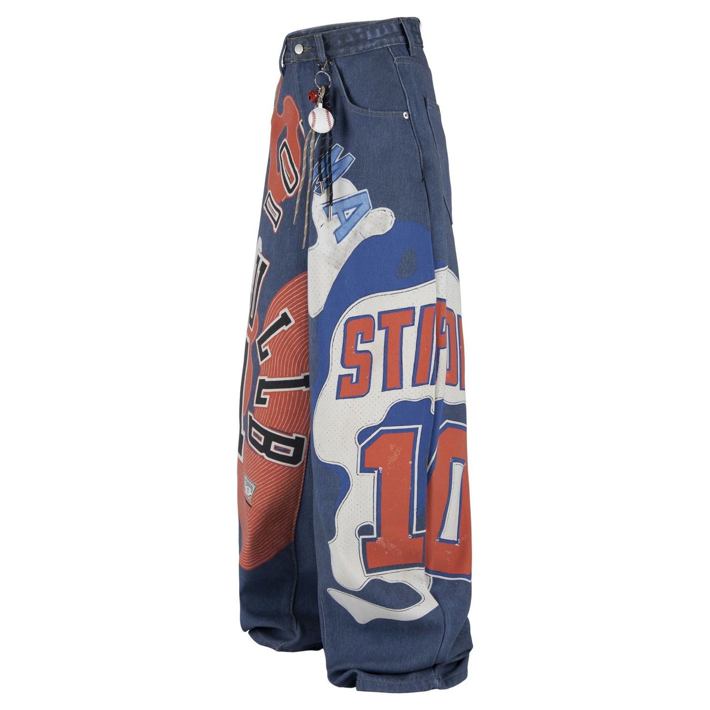 Retro printed patchwork jeans for men | MuddyStock Originals