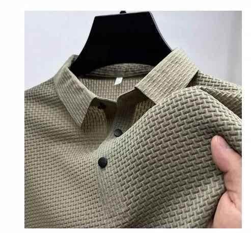 Mesh Ice Silk Short Sleeve T-shirt Mens Clothing Apricot MuddyStock
