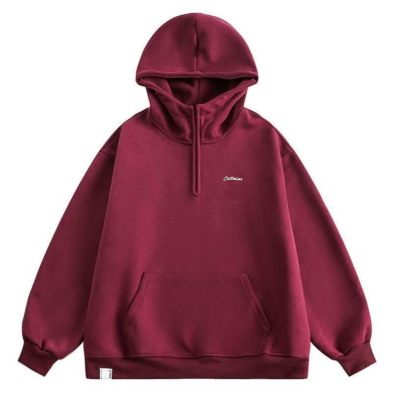Fashion Loose Casual Sweater For Men And Women Wine Red