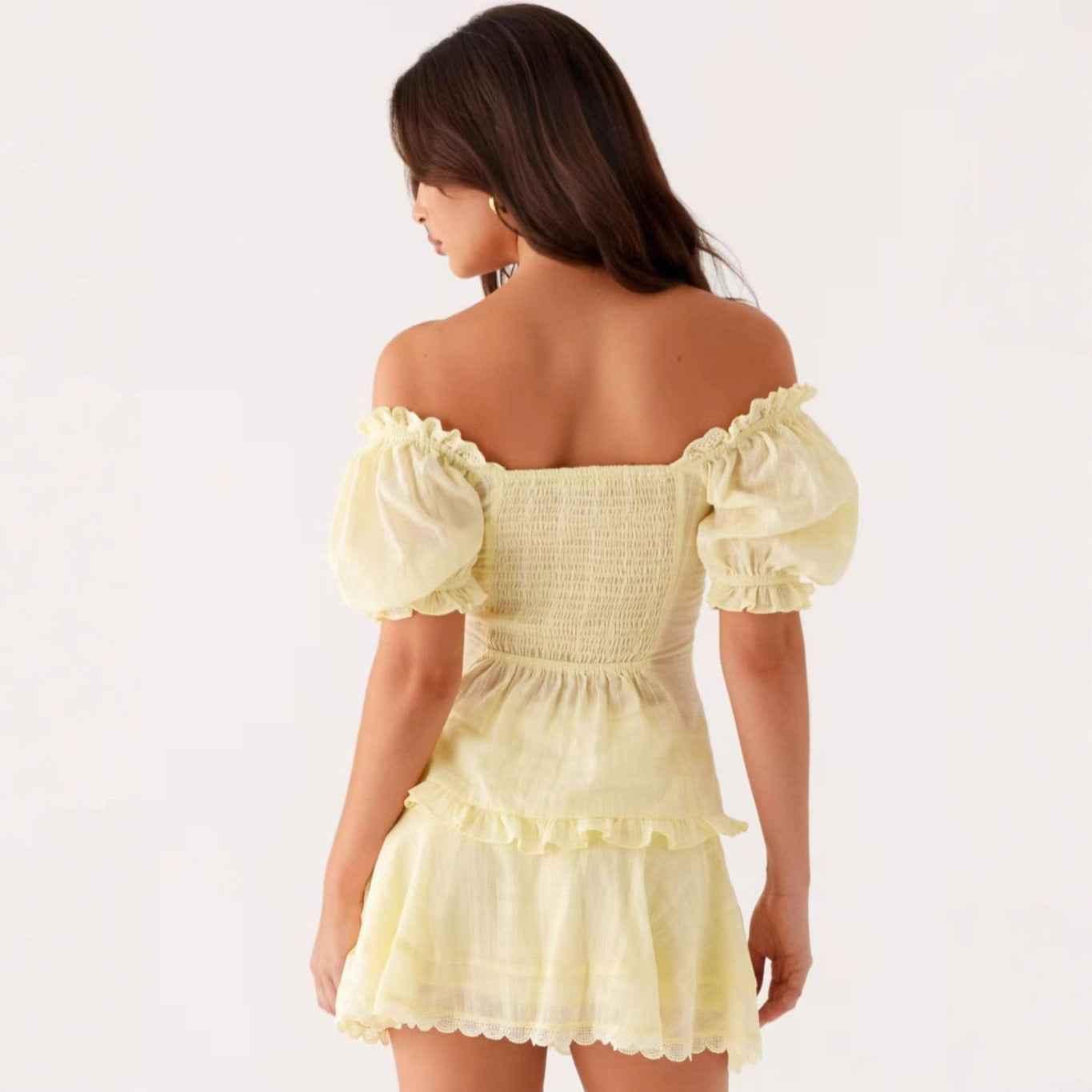 Women's Fashion Woven Ruched Wrap Top Yellow All Products
