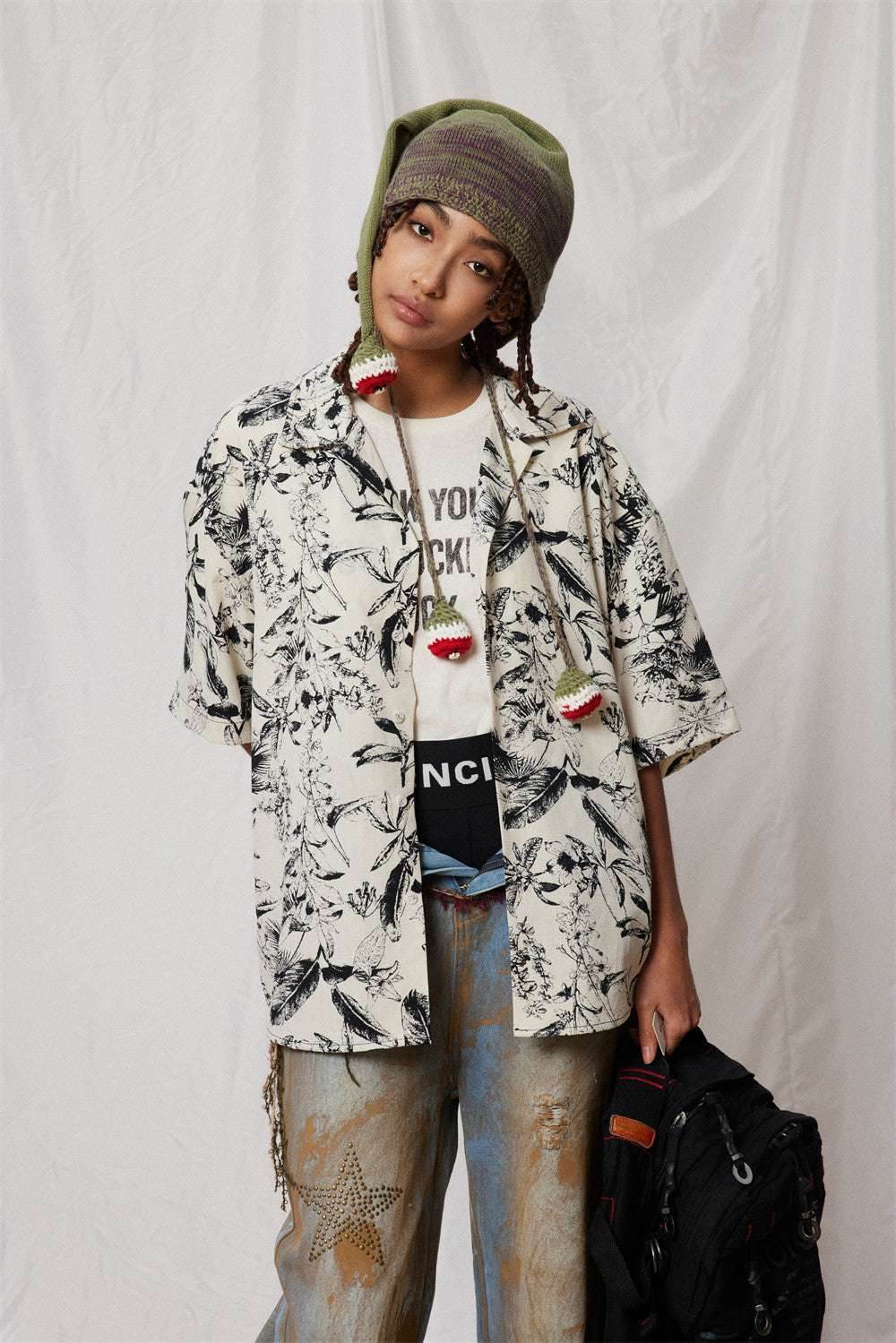 Men and Women Printed Short-sleeved Shirt MuddyStock