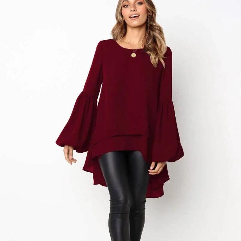 Women Chiffon Ruffled Tops Blouse | MuddyStock Originals Red