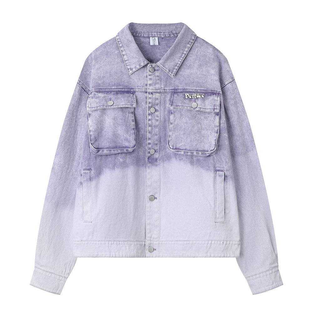 Washed Tie-dye Gradient Denim Jacket For Women MuddyStock