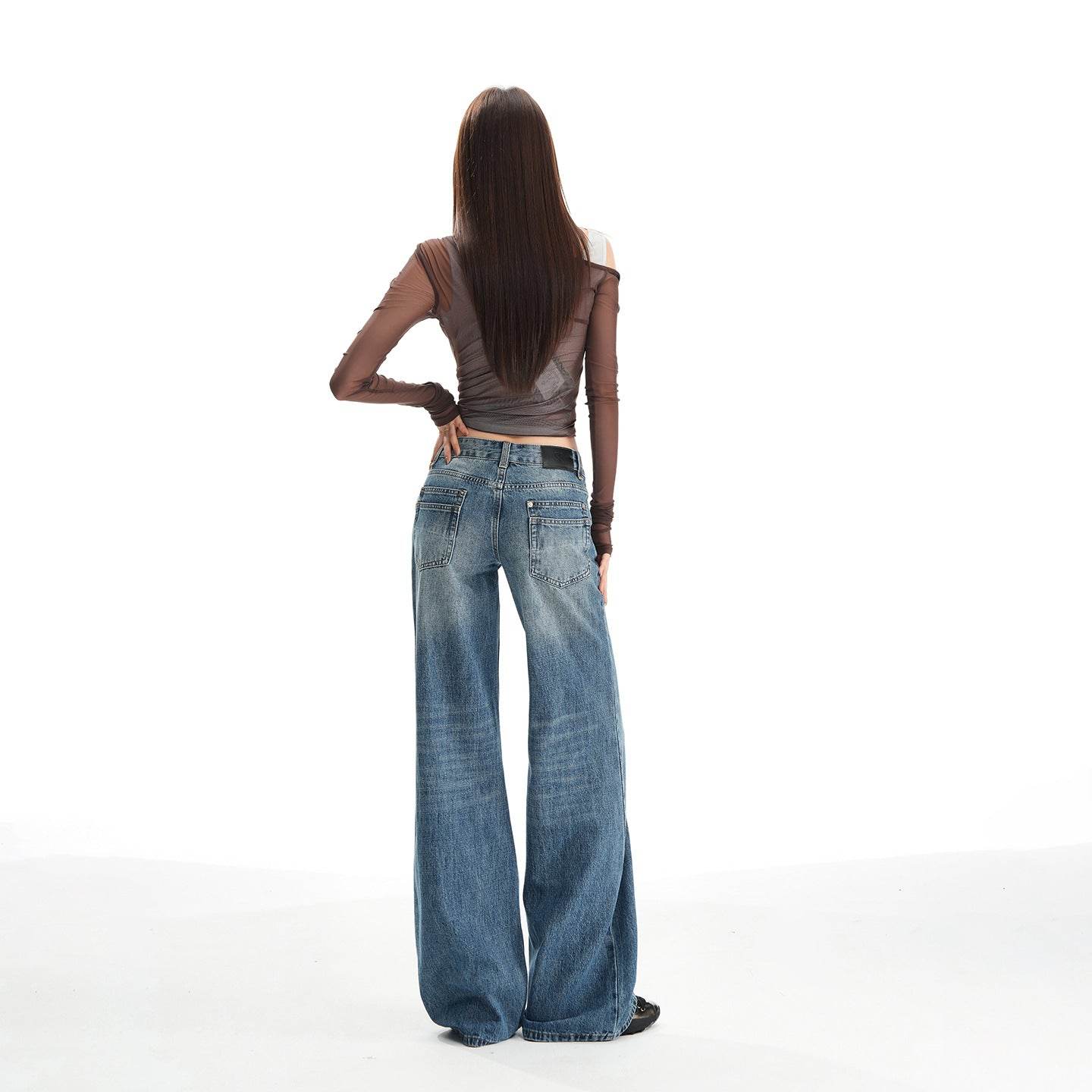 Women's Washed Low Waist Wide Leg Jeans | MuddyStock Originals MuddyStock