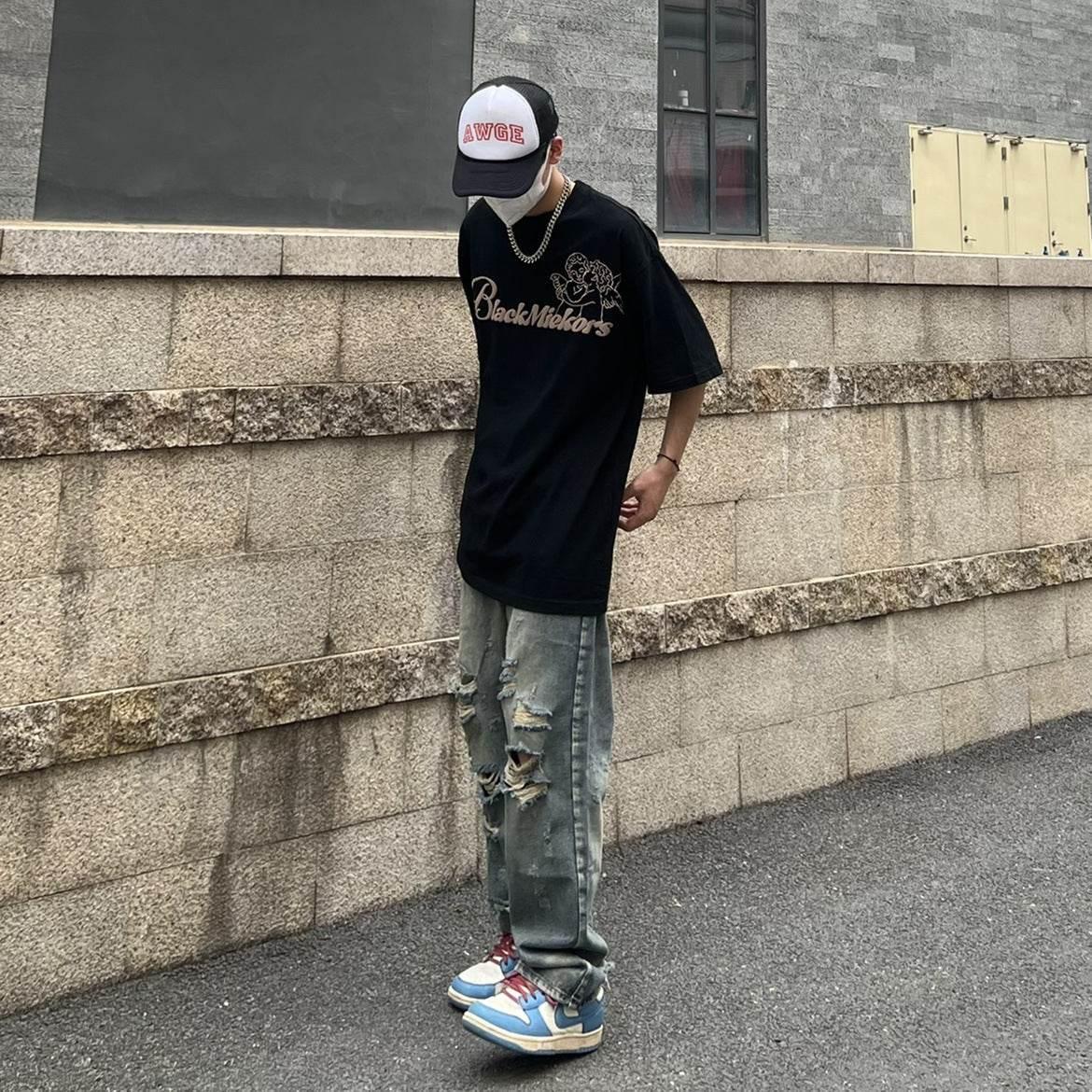Summer loose straight washed ripped Jeans For Men | MuddyStock Originals