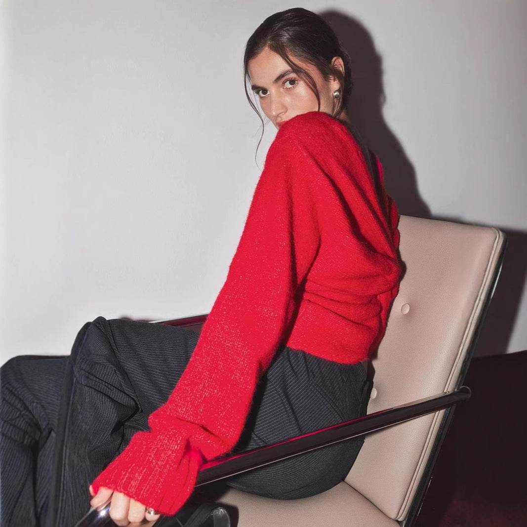 Deep V-cross backless knitted sweater for women | MuddyStock Originals MuddyStock