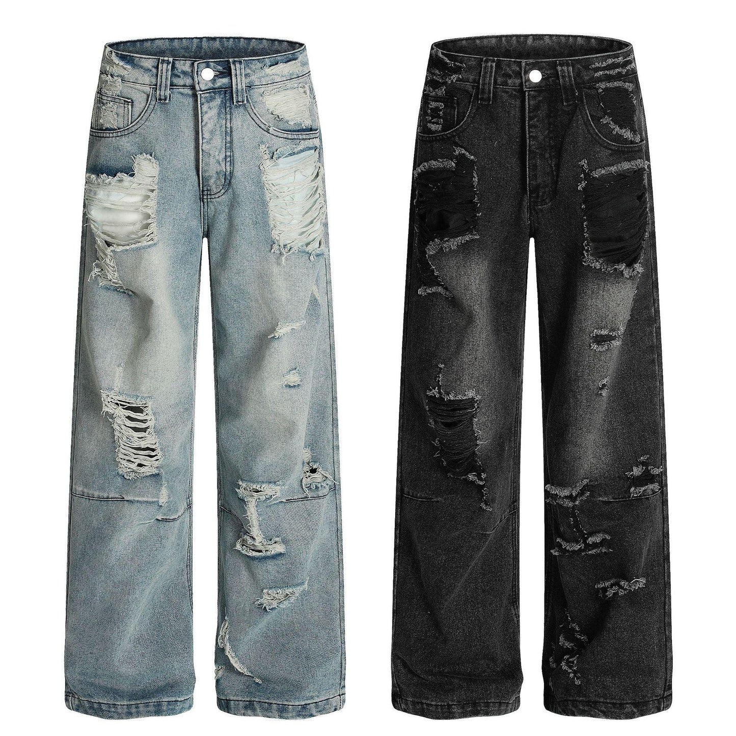 Distressed Wide Leg Jeans For Men | MuddyStock Originals