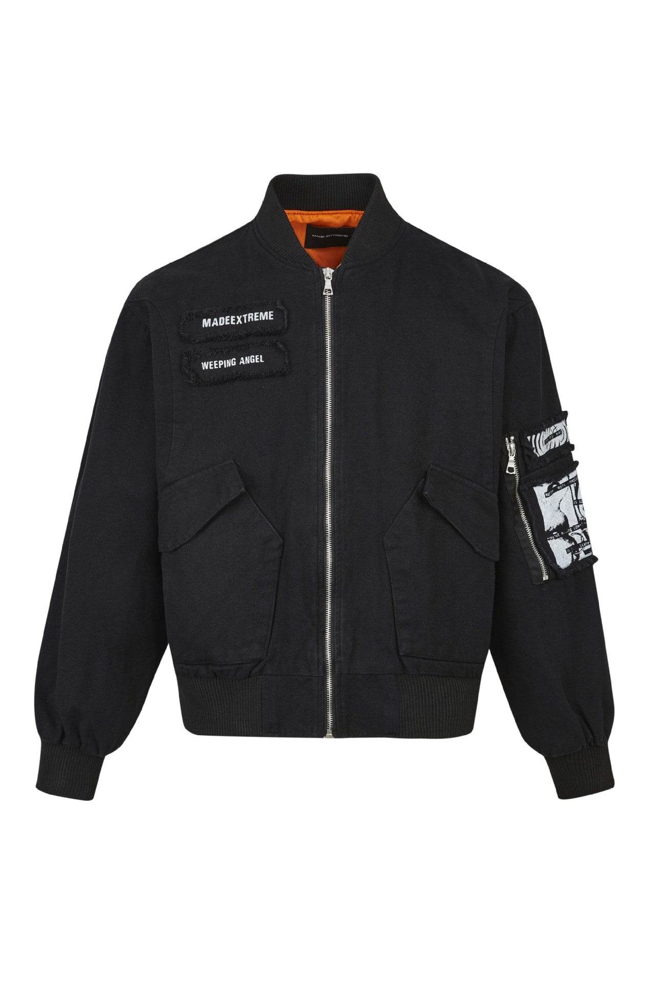 Pocket Design Patchwork Cotton Workwear Bomber Jacket For Men And Women | MuddyStock Originals Black MuddyStock