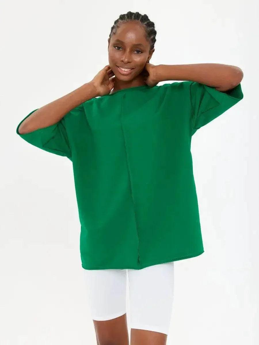 Loose Cotton Short Sleeve Top Foe Women | MuddyStock Originals Dark Green