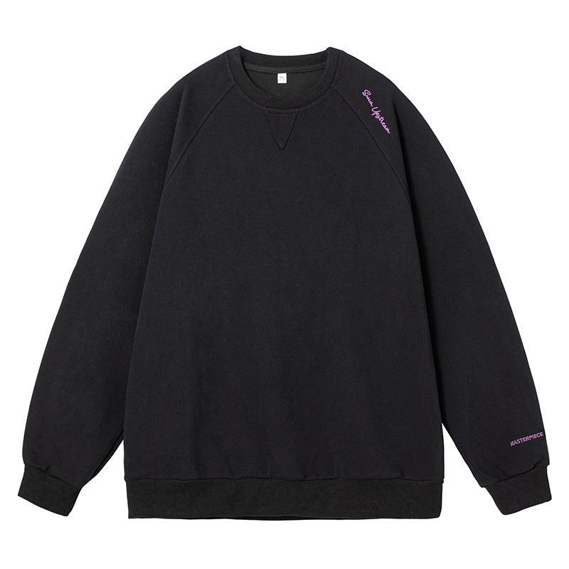 Round neck hoodie men's American letter embroidered | MuddyStock Originals Black MuddyStock