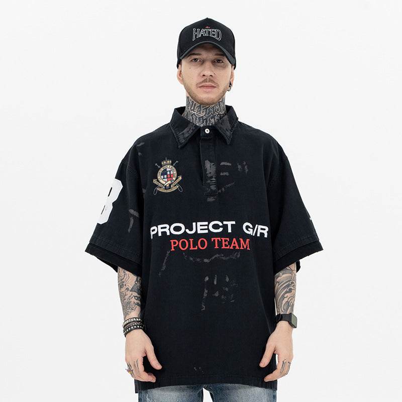 Men's Polo T-shirt with Letter Embroidery | MuddyStock Originals MuddyStock