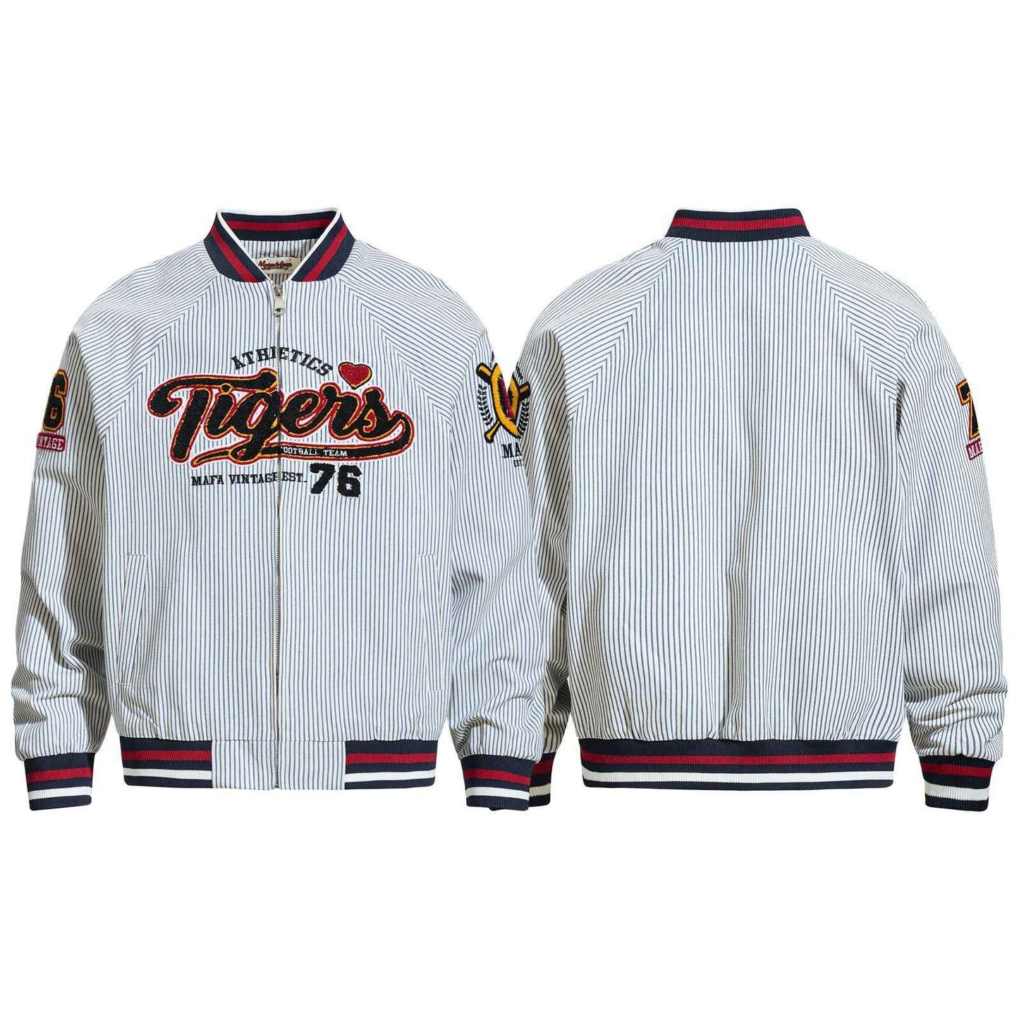 Letter Embroidery Stripe Baseball Jacket For Men | MuddyStock Originals MuddyStock