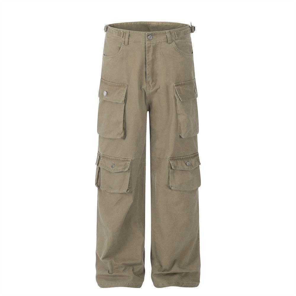 American Multi-pocket Cargo Pants For Both Men And Women Khaki