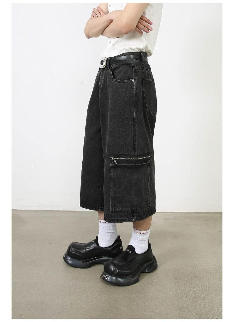 Workwear Denim Shorts New Loose Street Personalized Cropped Pants