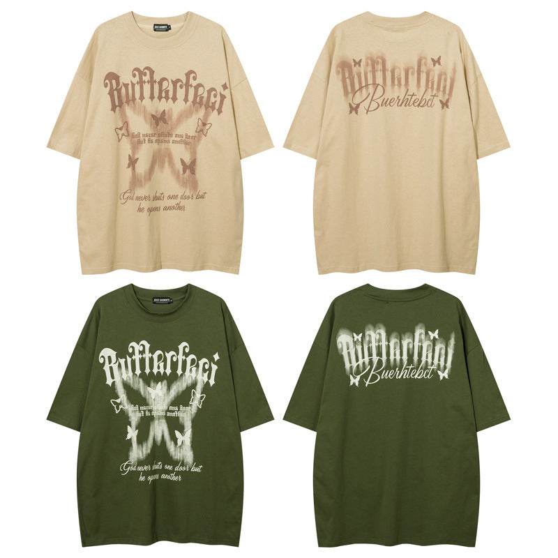 American High Street Butterfly Printed T-shirt For Men And Women MuddyStock