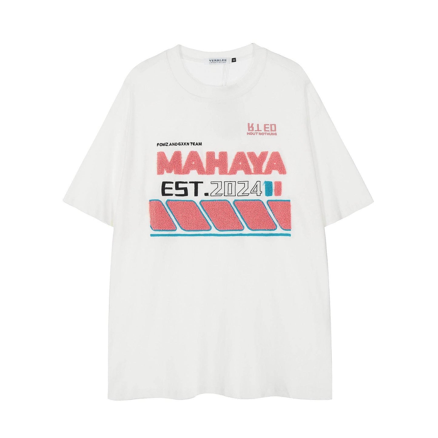 Embroidered Letter Loose T-shirt For Men And Women White