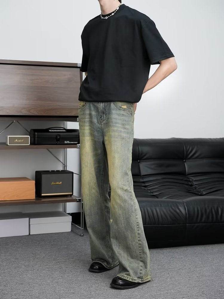 Loose All-match American Retro Distressed Wide-leg Jeans For Men MuddyStock