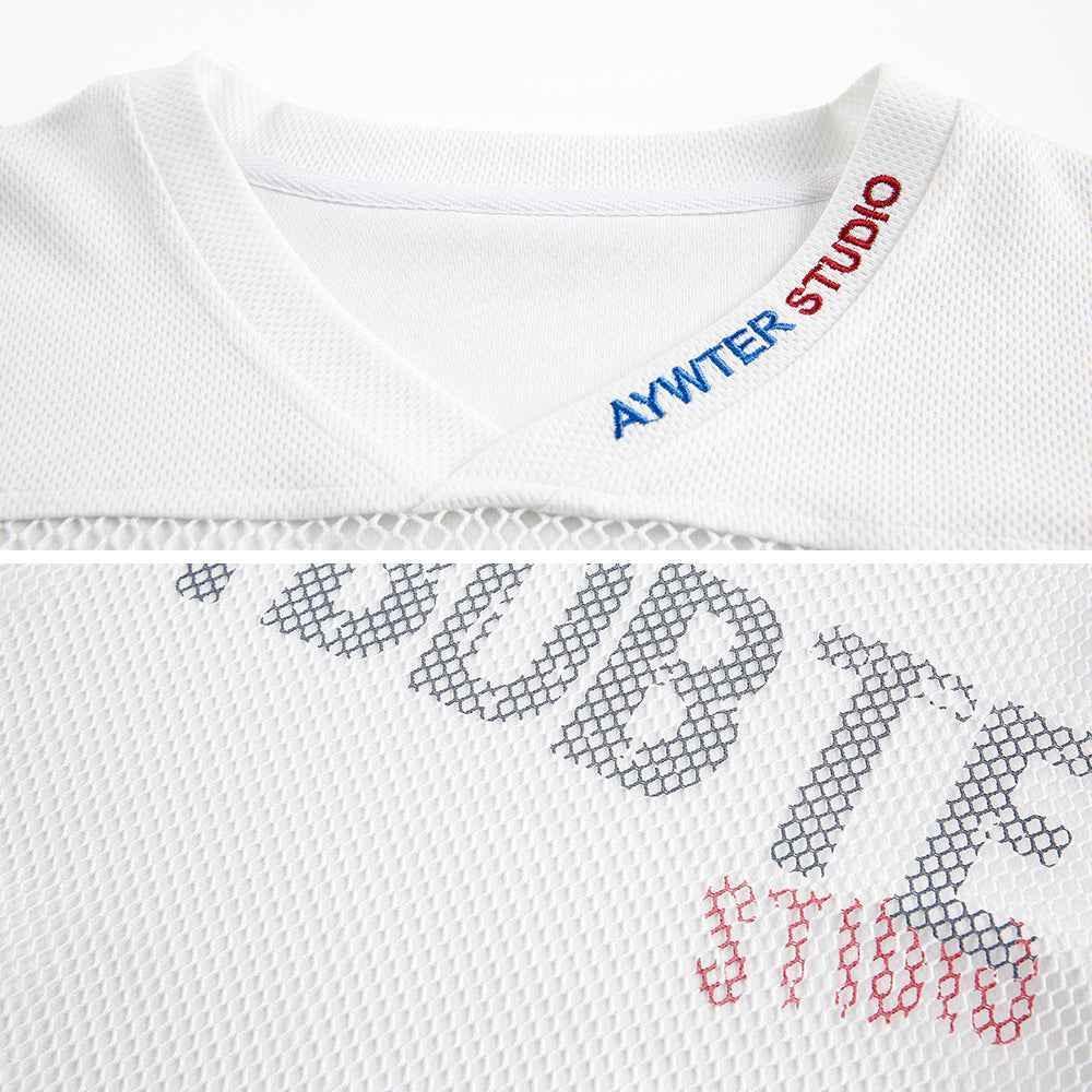 See-through Mesh Stitching Long Sleeve Women's Sports Loose T-shirt