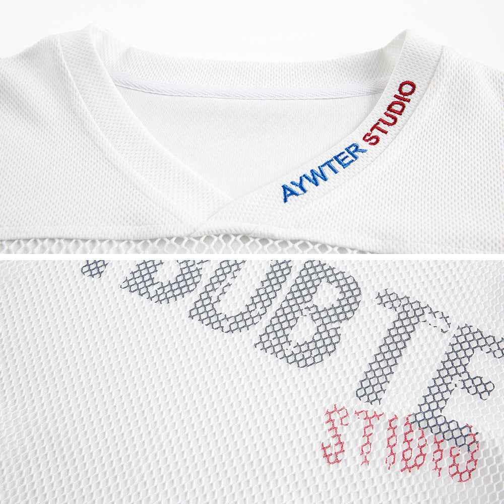 See-through Mesh Stitching Long Sleeve Women's Sports Loose T-shirt MuddyStock