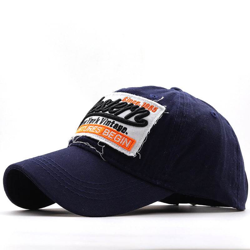 Big Alphabet Embroidery Baseball Washed Old Hat Navy Blue Adjustable MuddyStock